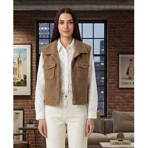 SCARPY CREATION GILET BOUCLETTE<br>Marron