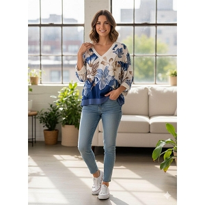 SCARPY CREATION CHEMISE SOIE IMPRIMEE<br>Bleu