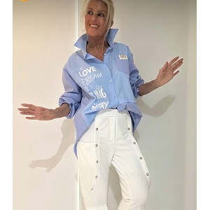 SCARPY CREATION CHEMISE RAYURE INSCRIPTION<br>Bleu