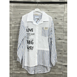 SCARPY CREATION CHEMISE RAYURE INSCRIPTION<br>Blanc