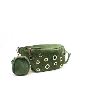 SCARPY CREATION BANANE CUIR DAIM OEILLETS<br>Vert