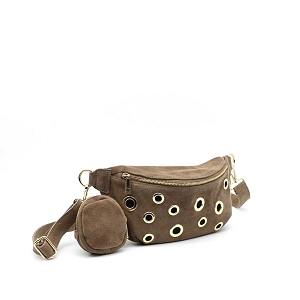 SCARPY CREATION BANANE CUIR DAIM OEILLETS<br>Gris