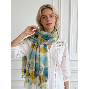 SCARPY CREATION FOULARD ROND POMPOM<br>Vert