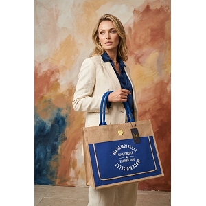 SCARPY CREATION SAC CABA JUTE NATUREL<br>Bleu