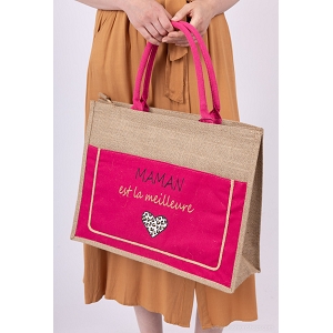 SCARPY CREATION SAC CABA JUTE NATUREL MAMAN<br>Rose