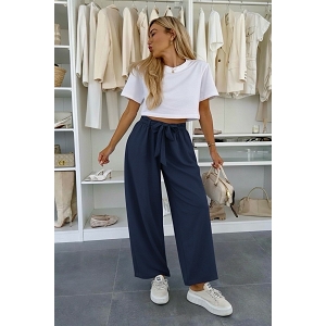 SCARPY CREATION PANTALON LARGE AVEC CEINTURE NOUEE<br>Bleu
