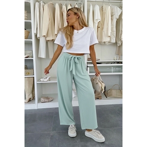 SCARPY CREATION PANTALON LARGE AVEC CEINTURE NOUEE<br>Vert