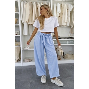 SCARPY CREATION PANTALON LARGE AVEC CEINTURE NOUEE<br>Bleu