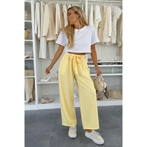 SCARPY CREATION PANTALON LARGE AVEC CEINTURE NOUEE<br>Jaune