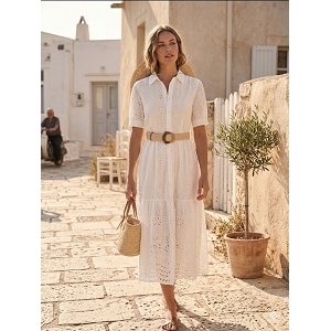 SCARPY CREATION ROBE CHIC CEINTURE<br>Blanc