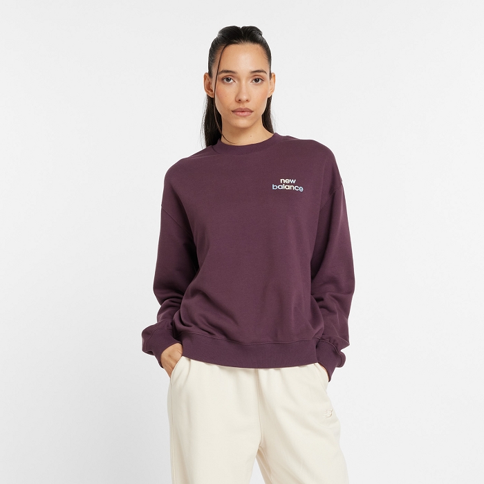 New balance french terry oversized logo crew parme