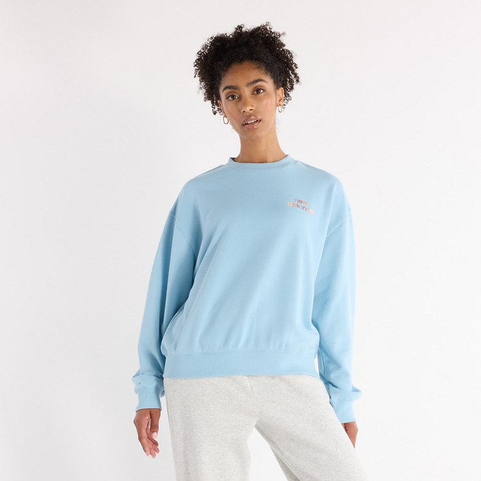 New balance french terry oversized logo crew bleu