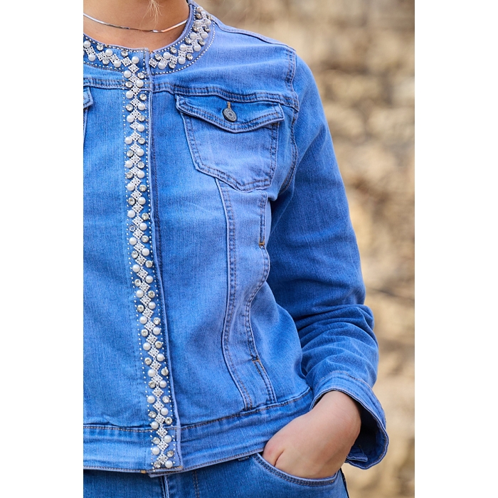 Scarpy creation veste en jean bleu3926401_2