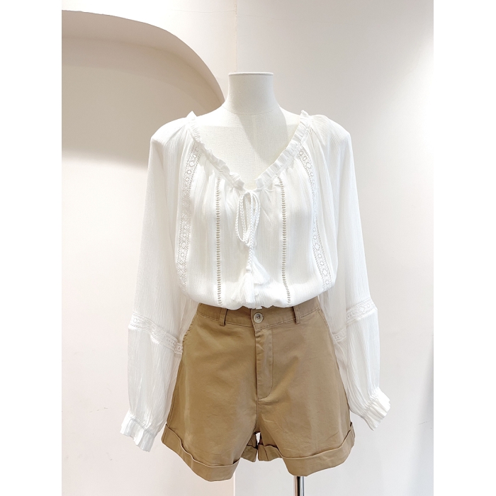 Scarpy creation blouse en crepe blanc