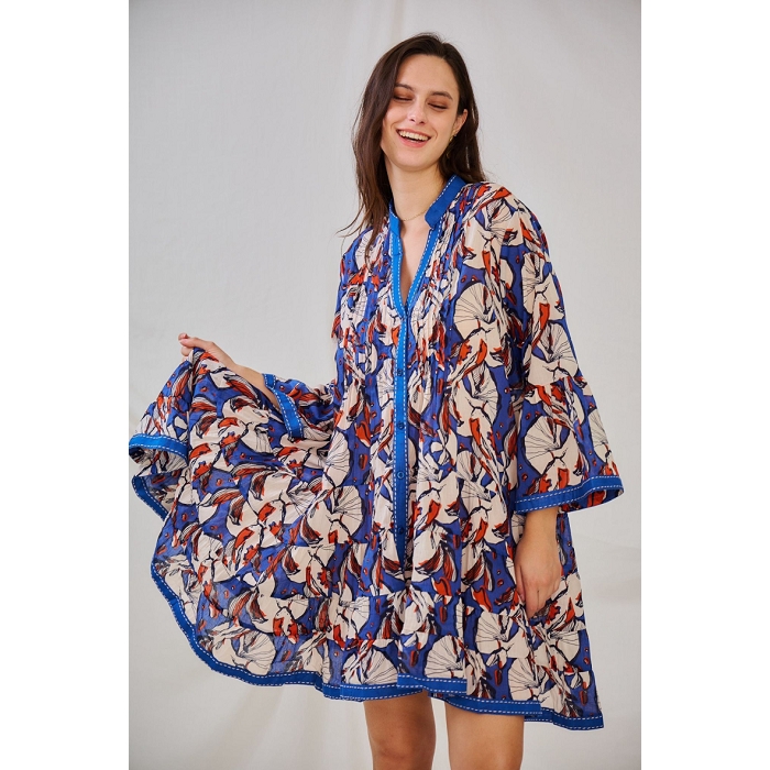 Scarpy creation robe chemise coton bleu