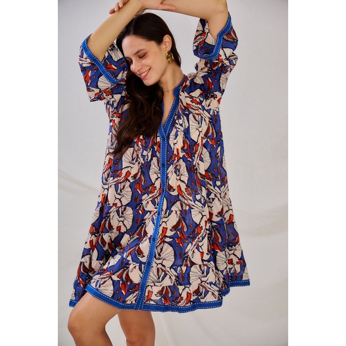 Scarpy creation robe chemise coton bleu3951501_3