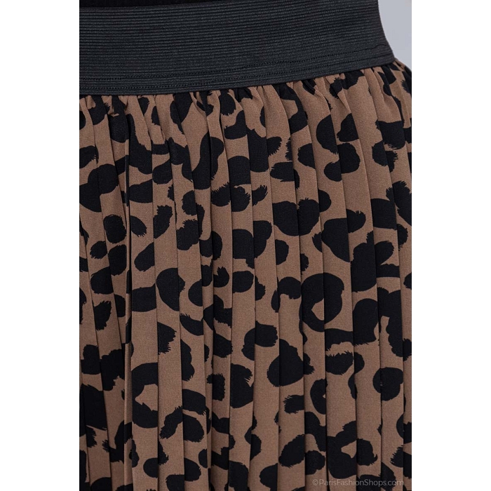 Scarpy creation jupe longue plissee imprime leopard naturel3951701_4