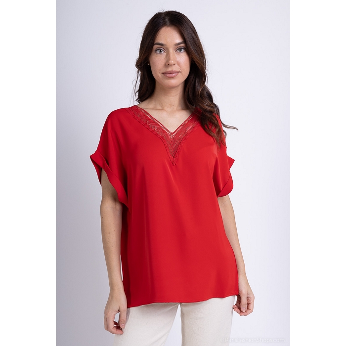 Scarpy creation top fluide manche courte rouge3951901_2