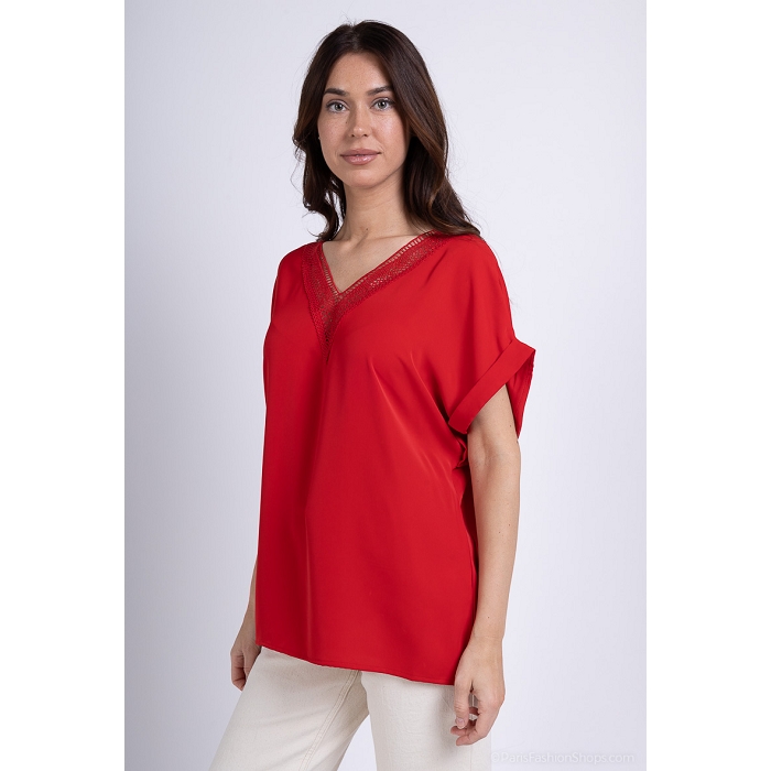 Scarpy creation top fluide manche courte rouge3951901_3