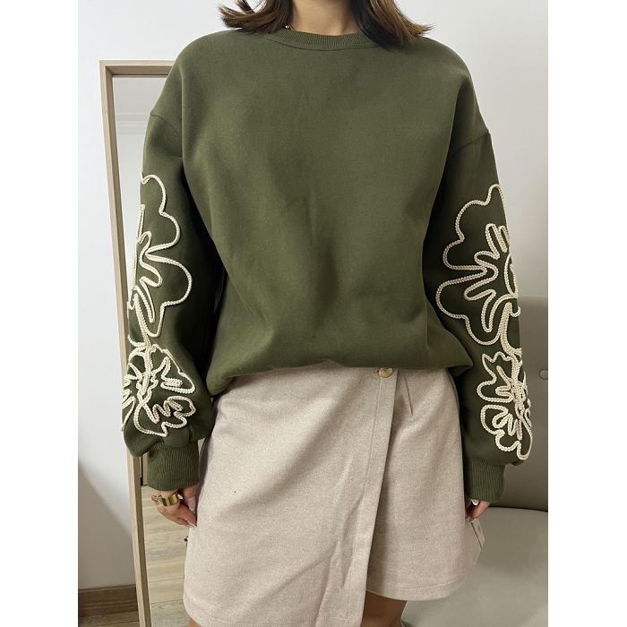 Scarpy creation sweat details manches vert