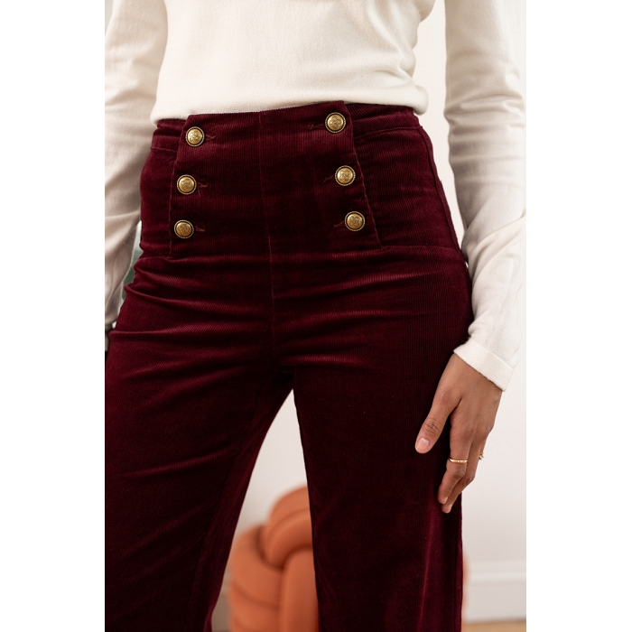 Scarpy creation my pantalon wide velour victorine yl rouge4687602_3