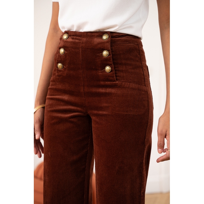 Scarpy creation my pantalon wide velour victorine yl marron4687603_2