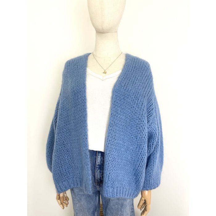 Scarpy creation gilet bernadette oversize mohair bleu