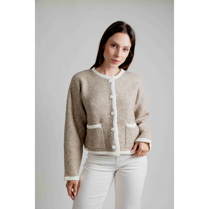 Scarpy creation my gilet cardigan bord cote yl beige