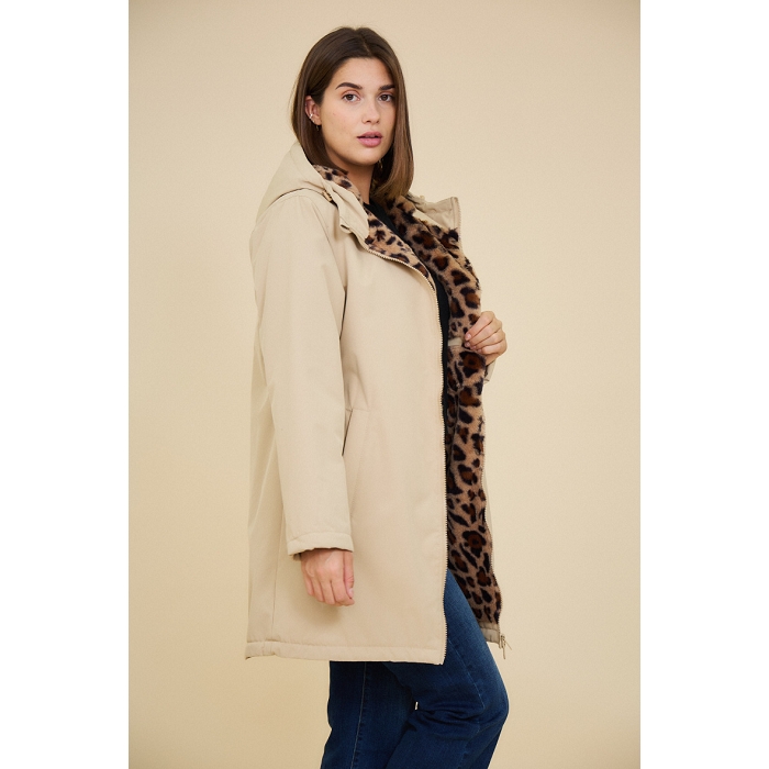 Scarpy creation my parka mi longue impermeable leopard yl beige