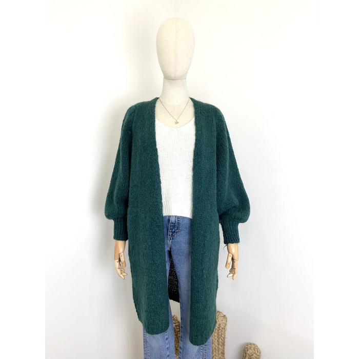 Scarpy creation gilet cardigan mi long vert4700601_2