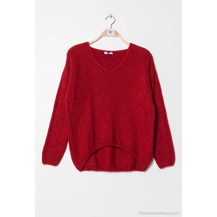 Scarpy creation sensie pull mohair laine rouge