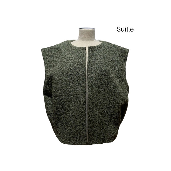 Scarpy creation gilet laine bouillie vert