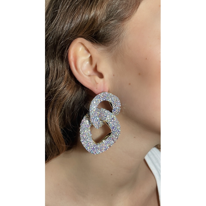 Scarpy creation boucles oreilles strass gris