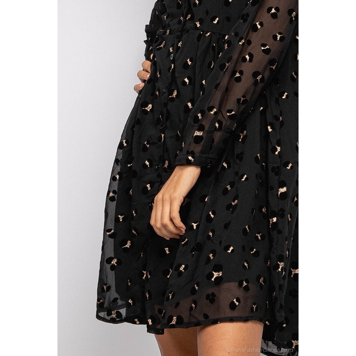 Scarpy creation robe imprimee animalier velours noir4723901_2