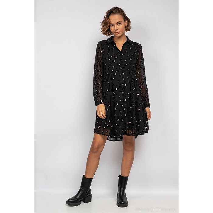 Scarpy creation robe imprimee animalier velours noir4723901_5