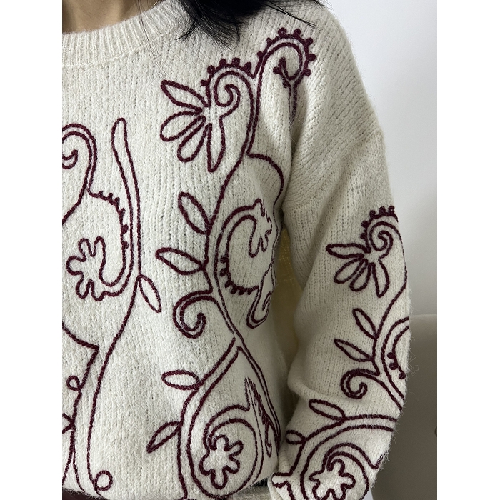 Scarpy creation my pull avec broderie yl beige4745201_3